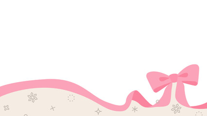 リボンのデコレーションフレーム、背景、雪の装飾、16:9 サイズ