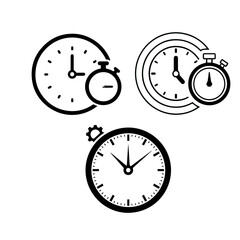 Vector illustration of a clock face icon with minute and hour hands symbolizing time, alarm, and business concepts