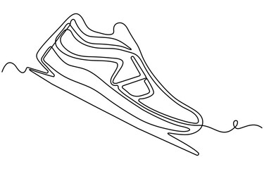 Minimalist shoes outline created with single continuous line drawing design. one line Icon drawing with white background