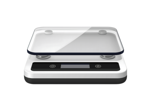 Modern Digital Kitchen Scale with Glass Platform on a transparent background