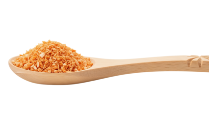 Carrot powder in a spoon, white background isolated