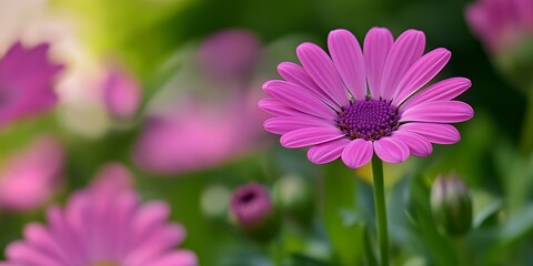 Obraz premium Vibrant pink flower in a garden setting