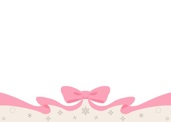 リボンのデコレーションフレーム、背景、雪の装飾