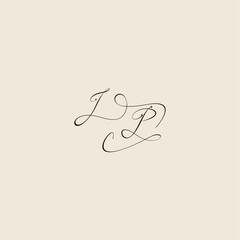 minimalist style curve monogram elegant concept logo letter initial royal design JP