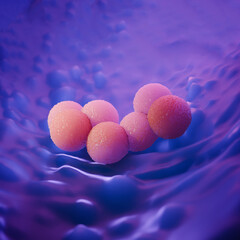 Blue Medical Background of MRSA Bacteria Cluster 3D Illustration