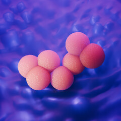 Blue Medical Background of MRSA Bacteria Cluster 3D Illustration
