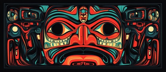 Abstract Northwest Coast Native American mask art.