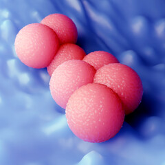 Blue Medical Background of MRSA Bacteria Cluster 3D Illustration
