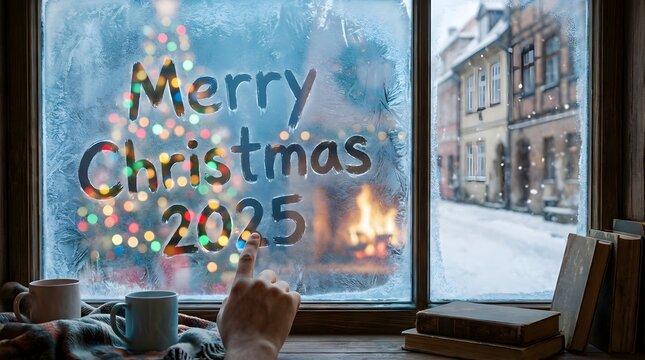 Frosted Window Pane Hand Lettering Christmas 2025