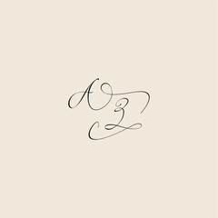 monogram elegant concept logo initial royal design AZ minimalist style curve letter