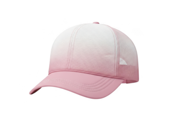 A stylish pink and white baseball cap isolated on transparent background