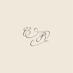monogram elegant concept logo initial royal design CR minimalist style curve letter