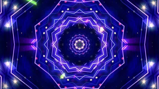 Psychedelic Neon Blue Purple Kaleidoscope VJ Loop Background