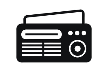 Retro old radio icon silhouette vector illustration on white background