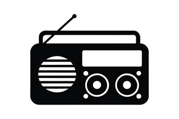Retro old radio icon silhouette vector illustration on white background
