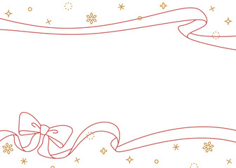 リボンのデコレーションフレーム、背景、雪の装飾、線画
