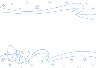 リボンのデコレーションフレーム、背景、雪の装飾、線画