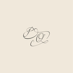 monogram elegant concept logo initial royal design PQ minimalist style curve letter
