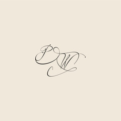 monogram elegant concept logo initial royal design PW minimalist style curve letter
