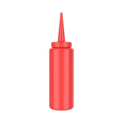 Classic ketchup bottle with red condiment inside and easy-pour cap suitable for kitchen use and food preparation isolated on white background