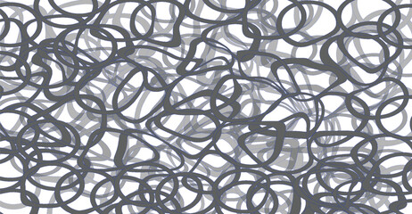 Abstract pattern of overlapping grey and white loops creating a dense, chaotic, and tangled visual texture.