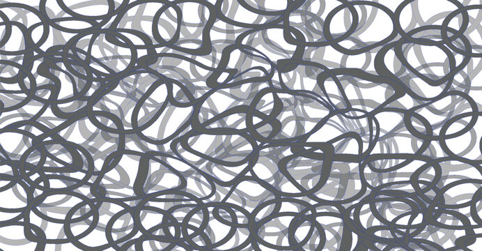 Abstract pattern of overlapping grey and white loops creating a dense, chaotic, and tangled visual texture.
