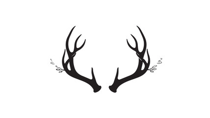 Obraz premium Pair of black deer antlers with delicate floral accents isolated on white background perfect for rustic or bohemian design elements