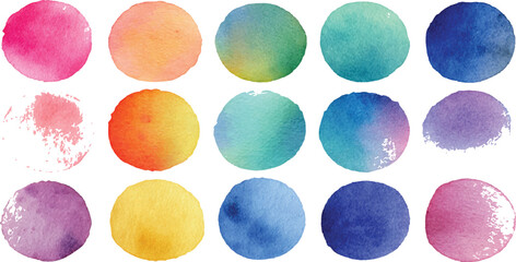 Set of watercolor circles brash multicolored. watercolor on white background. set of vector colorful circles brash multicolored. watercolor on white background. This is watercolor splash. It is drawn 