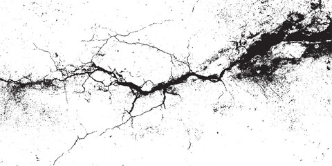 Surface cracks and fissures in ground. Vector grunge cracked texture style with  black and white abstract Cracked Surface grunge and  cracks 