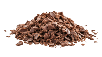 Chocolate rice flakes pile featuring crunchy coated grains with rich sweet cocoa texture and detailed crisp breakfast elements isolated on white background