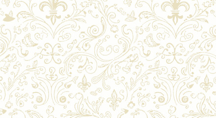 Fototapeta premium Elegant vintage damask pattern with intricate floral motifs in subtle beige tones perfect for
