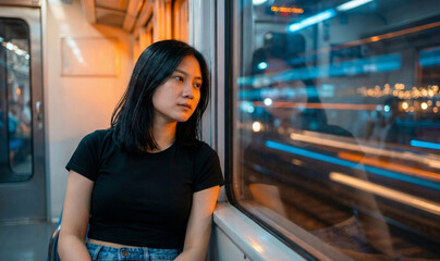 young woman in a subway