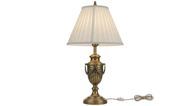 Elegant vintage table lamp with white shade brings a touch of classic style to your home decor perfect for adding warm light to any room