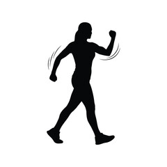Woman silhouette walking fitness cardio workout