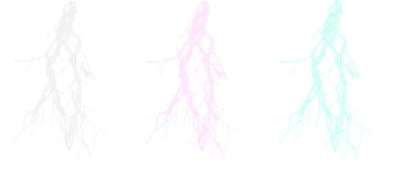 Set of Three Lightning Bolt Illustration in Different Colors