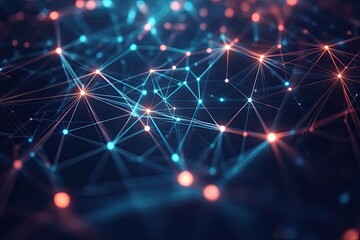 Obraz premium A vibrant digital network of interconnected nodes and lines, representing the intricate web of human connections and relationships.