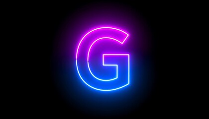 Illuminated, modern depiction of the capital letter "G" in a neon gradient effect against a dark background