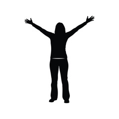 Woman silhouette arms raised in celebration