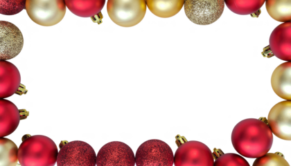 A festive border of red, gold, and glittering ornaments against a black background, perfect for holiday celebrations.