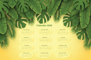 Modern calendar design with vibrant color accents and classic typography