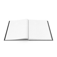 clean open bound sketchbook with blank white pages