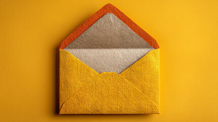 An open envelope rests on a soft neutral background, creating a clean minimalist composition symbolizing communication, message delivery, invitation, or personal correspondence.
