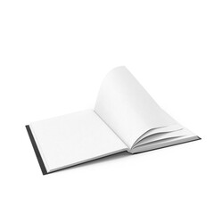 clean open bound sketchbook with blank white pages