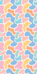 Seamless abstract organic pattern with soft pastel fluid shapes on white background modern decorative design for textiles wallpapers wrapping paper contemporary artistic vector art