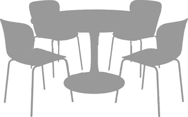 The image features a gray-scaled dining set that includes a round table and four chairs, all set in an indoor environment.Victor Illustrator Design