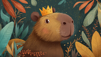 Cute Capybara Illustration in Nature