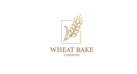 Modern Minimalist Wheat Logo Design – Elegant Wheat Icon for Eco-Friendly Bakery and Bake Food Restaurant Cafe Companies