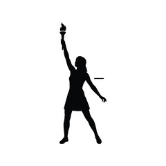 Woman silhouette holding torch up