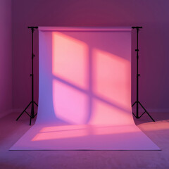 Vibrant Photo Booth Backdrop Template Professional, High-Definition Studio Setup with Ample Negative Space for Creative Marketing & Portrait Photography