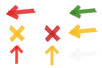 Colorful Tape Arrows and X Marks Set.  Direction Symbols Collection